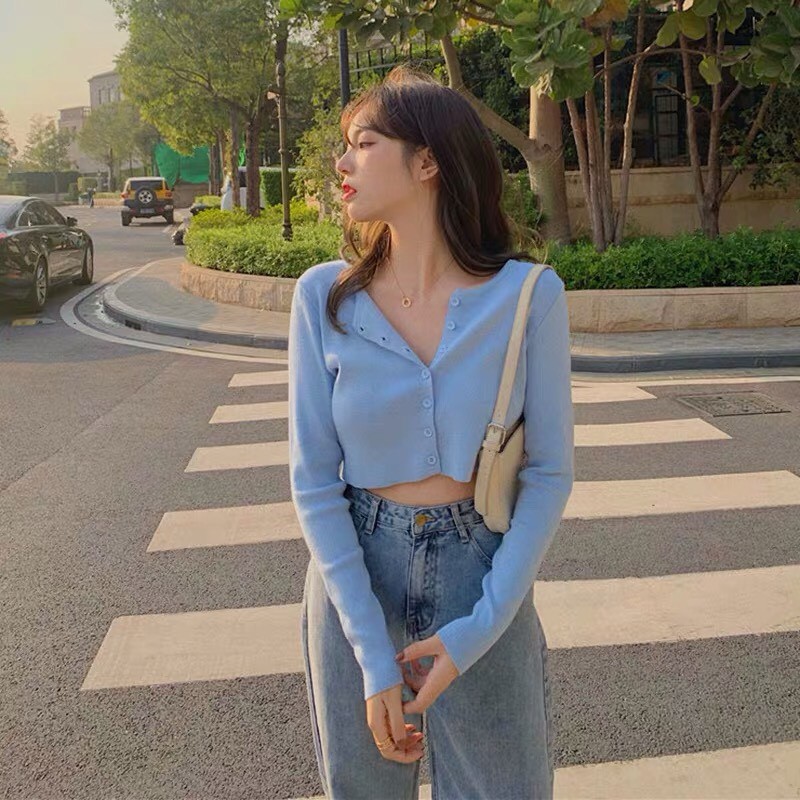 [CHẤT ĐẸP] Áo Croptop nữ dài tay chất thun gân co dãn, thoáng mát phong cách Ulzzang Girl Hàn Quốc.