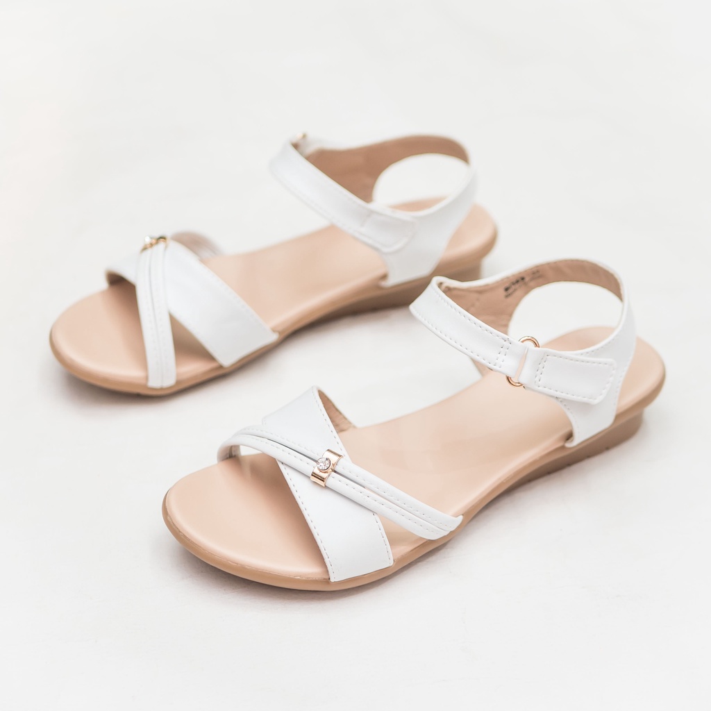 GIÀY SANDAL QUAI HẬU ĐẾ BẰNG QUAI CHÉO NỮ BITA'S SYN.262 (ĐEN + KEM + TRẮNG) - BITAS