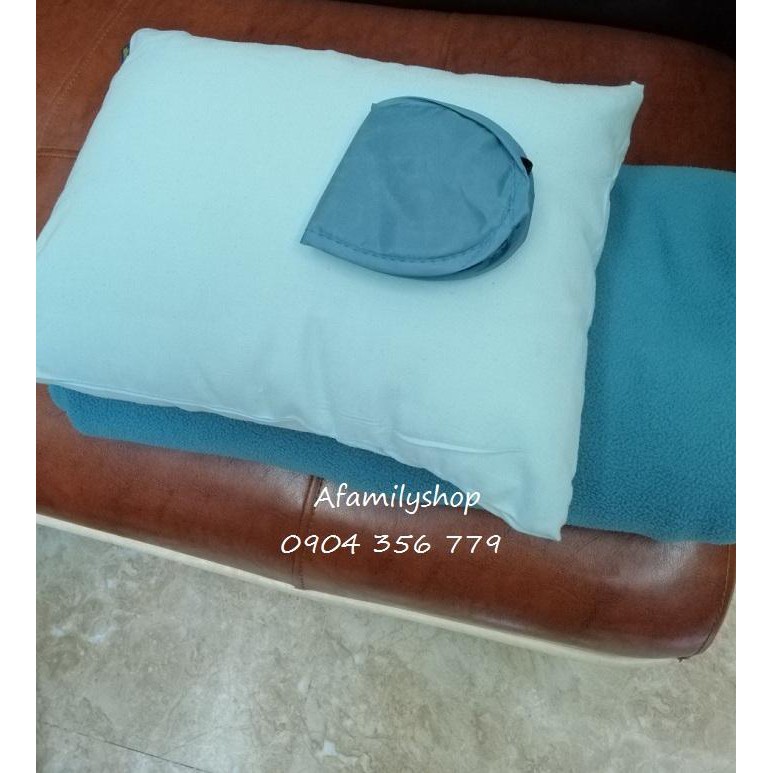 Set chăn gối che mắt ngủ văn phòng ( màu xanh rêu)