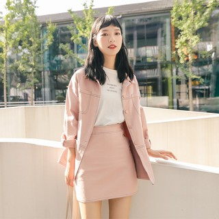 SET VEST HỒNG 💕 FREESHIP 💕 GIẢM 3K (Nhập Mã  SHOPA3N) ÁO KHOÁC + CHÂN VÁY KAKI ULZZANG