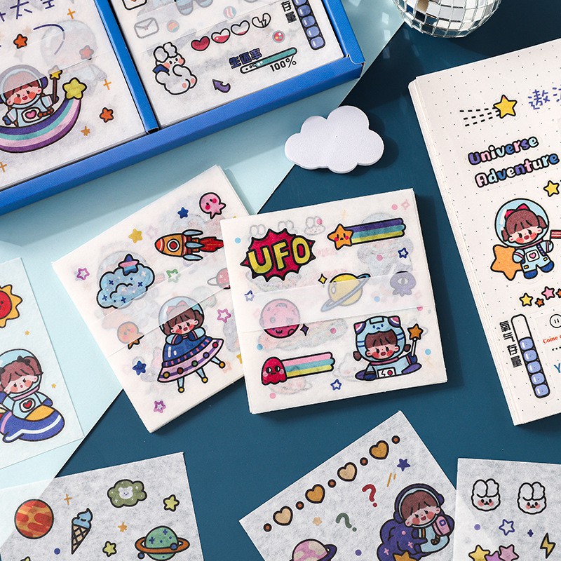 (SIÊU HOT - SIÊU RẺ) Sticker  Washi mẫu cô gái du hành vũ trụ siêu đẹp