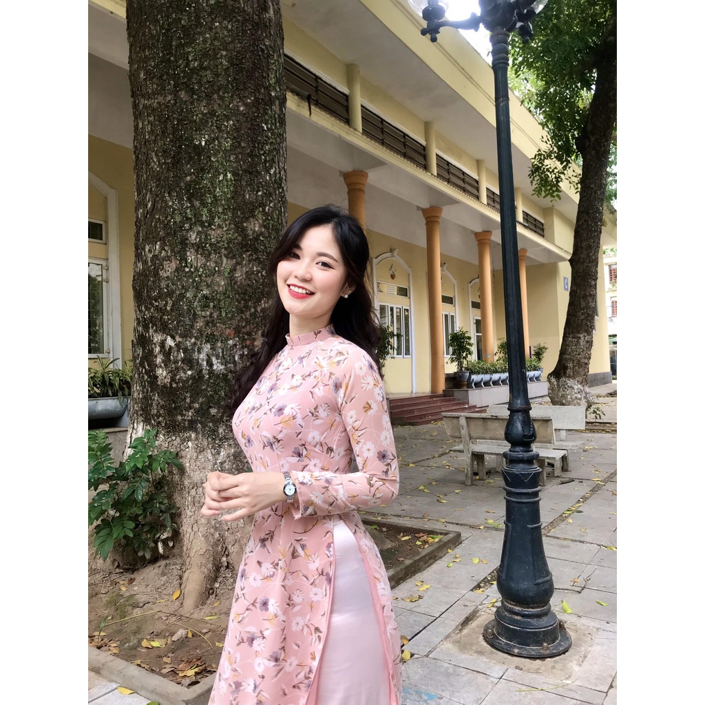 Áo dài truyền thống Voan hoa nhí Cao Cấp⚡Freeship⚡Hàng chất lượng cao