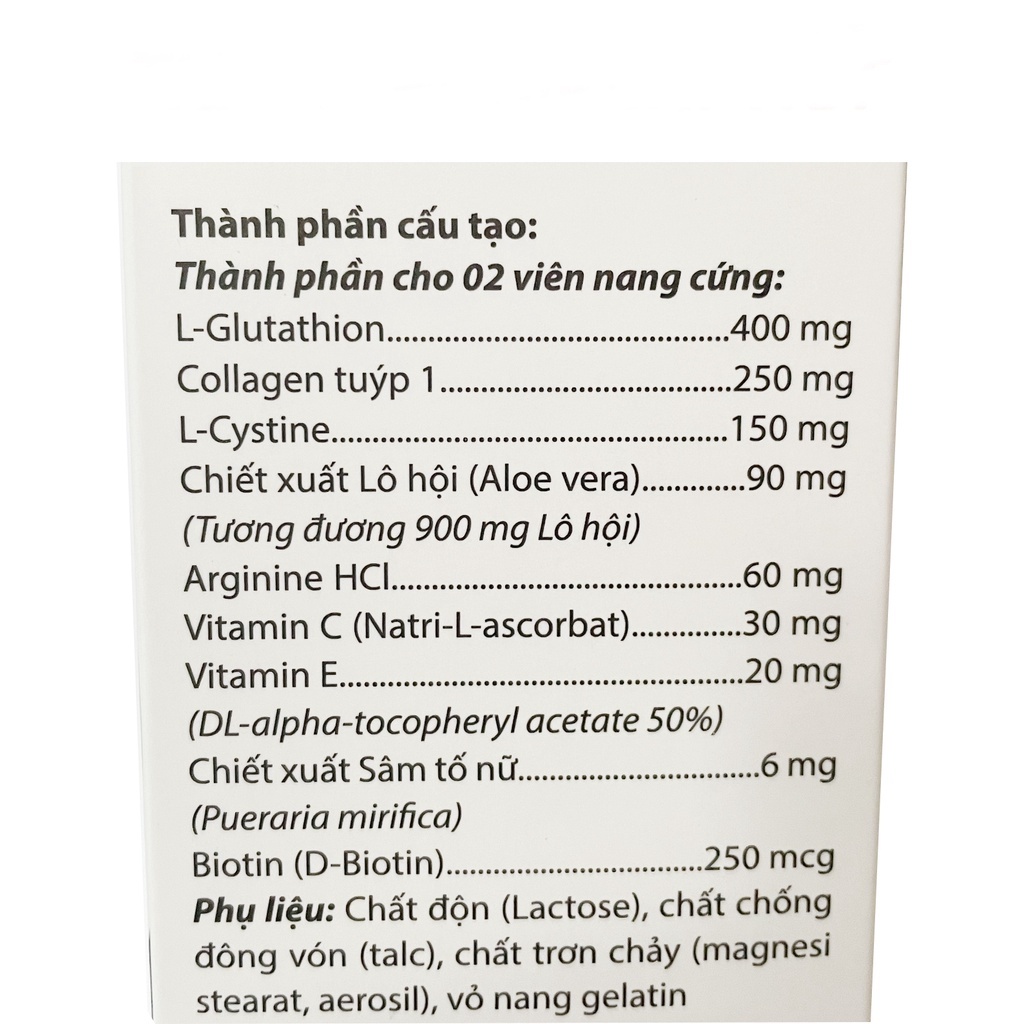 Viên uống đẹp da COLLAGEN GLUTATHION GOLD hỗ trợ làm đẹp, trắng sáng da, bô sung nội tiết tố nữ - Hộp 30 viên