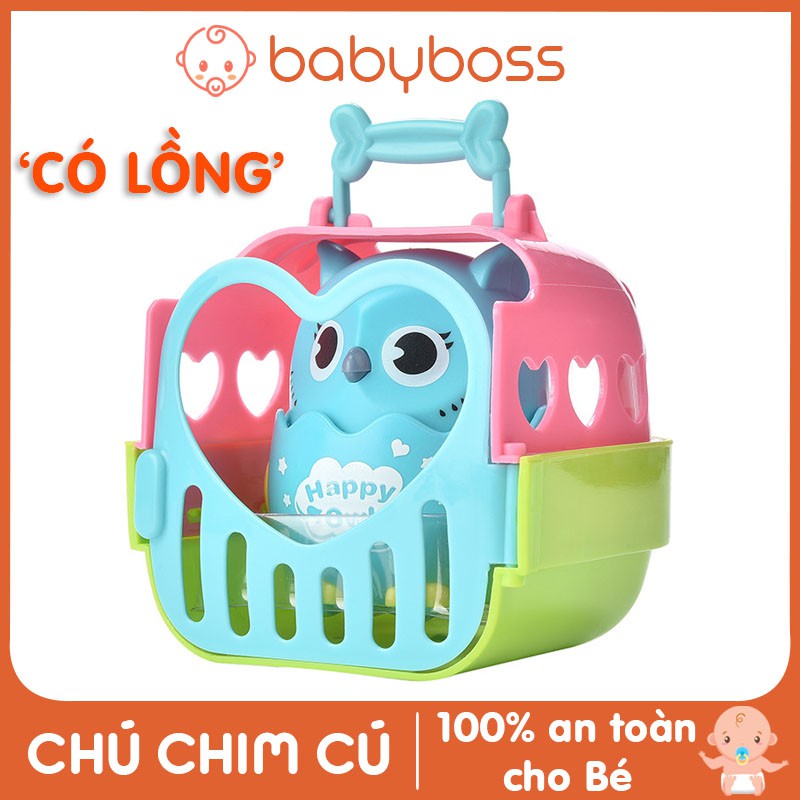 Đồ chơi vui nhộn chim cú có lồng đáng yêu cho bé chạy dây cót - babyboss