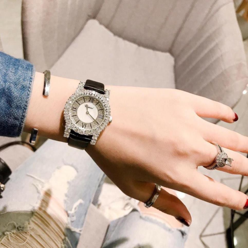 [Free Ship]  [Siêu Phẩm] Đồng hồ nữ DIMINI dây da mềm mặt thiêt kế những viên kim cương  Free Ship | BigBuy360 - bigbuy360.vn