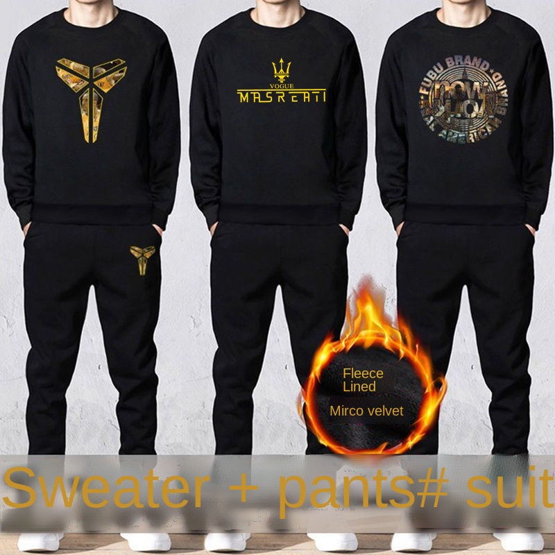 Set đồ thể thao hai món dáng rộng giữ ấm mùa đông plus size S cho nam