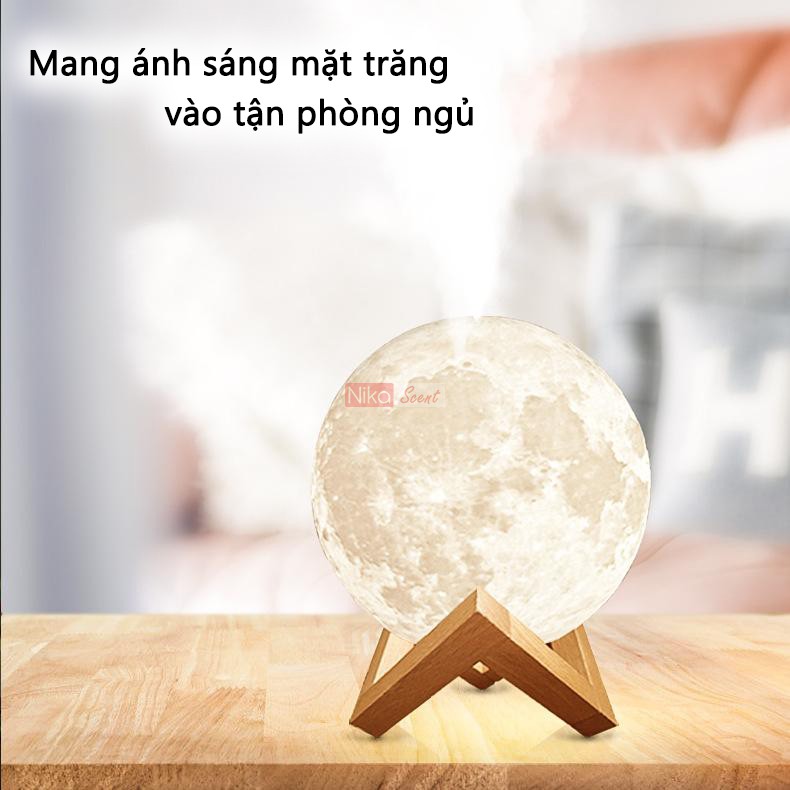 Nikascent Đèn ngủ - khuếch tán tinh dầu - phun sương tạo ẩm Big Moon tặng kèm tinh dầu/dock sạc cho máy