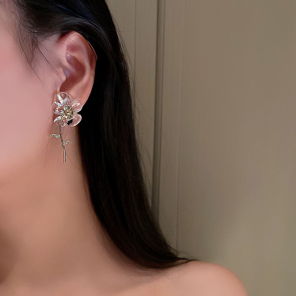 Khuyên Tai Hình Hoa Bằng Nhựa Acrylic Trong Suốt Nhiều Màu Thời Trang Cho Nữ