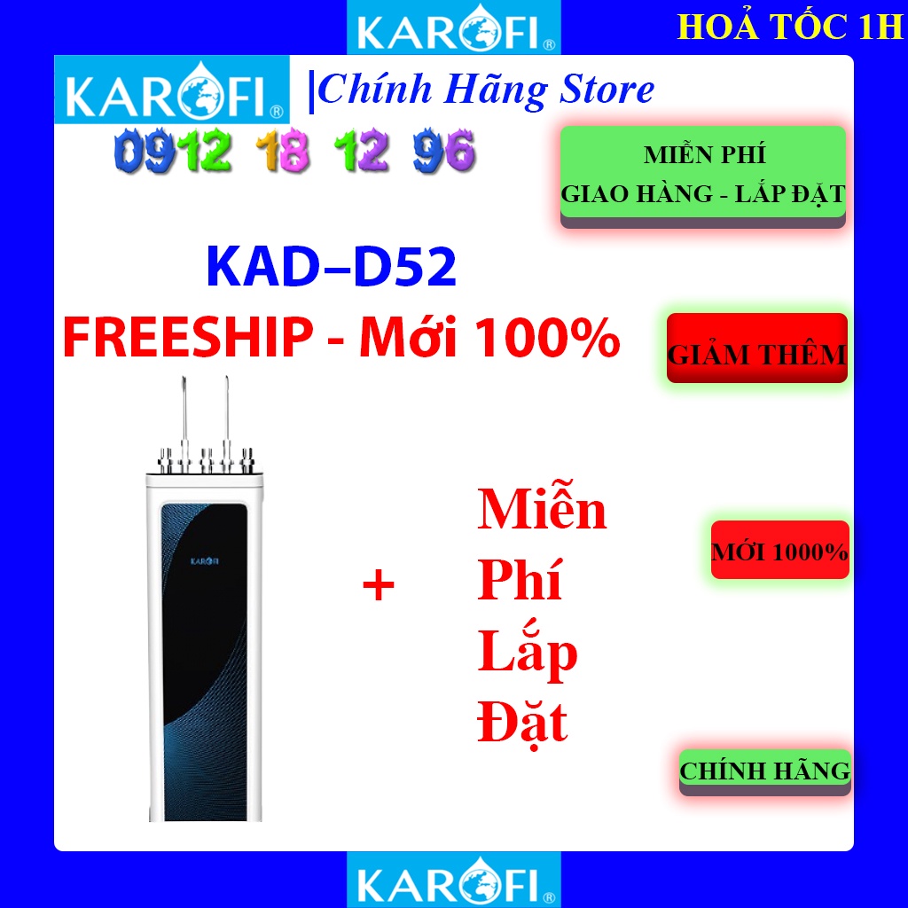 [Mã ELHAMS5 giảm 6% đơn 300K] [KAROFI KAD-D52] MÁY LỌC NƯỚC NÓNG LẠNH KAROFI KAD-D52, Bảo hành chính hãng 3 năm.