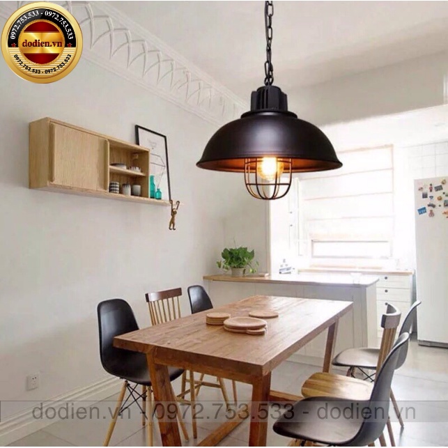 Đèn thả trang trí rọ sắt phòng nổ chao đèn D330