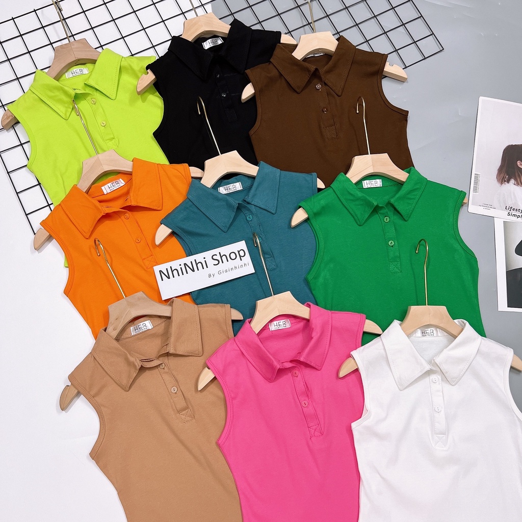 Áo thun cổ bẻ trơn sát nách dáng ôm, Áo phông vạt lượn cổ đức AT5016 - NhiNhi Shop