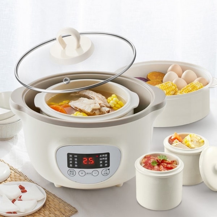 Nồi nấu cháo chậm Bear - Nồi đa năng 0,8L nấu cháo cho bé, Ninh hầm hấp cách thuỷ chưng yến SUBE001 - Bảo hành 12 tháng