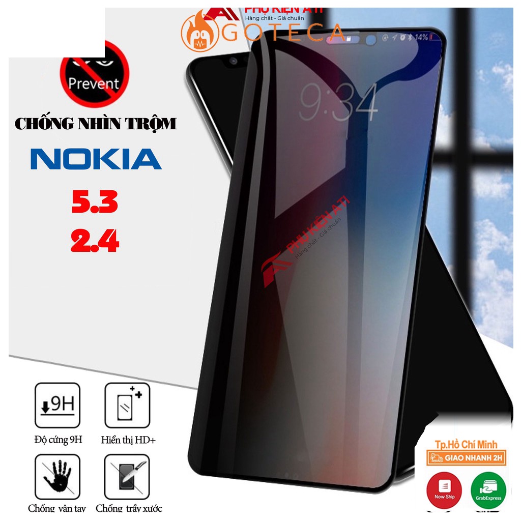 Kính cường lực Nokia 5.3 / Nokia 2.4 Chống nhìn trộm-Độ trong suốt cao, Hạn chế vân tay-Bảo vệ sự riêng tư