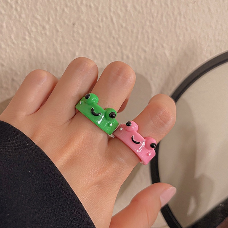 Nhẫn Nhựa Hình Ếch Hoạt Hình 3D Phong Cách Hàn Quốc Dành Cho Nữ
