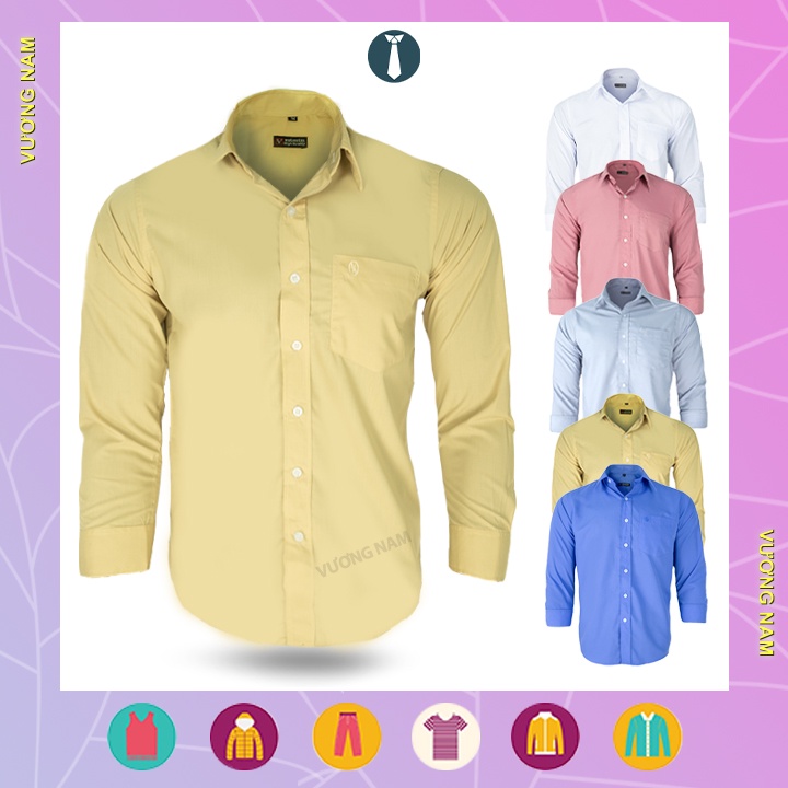Áo sơ mi nam công sở cao cấp form rộng dài tay đẹp vải kate trơn mát VN13E