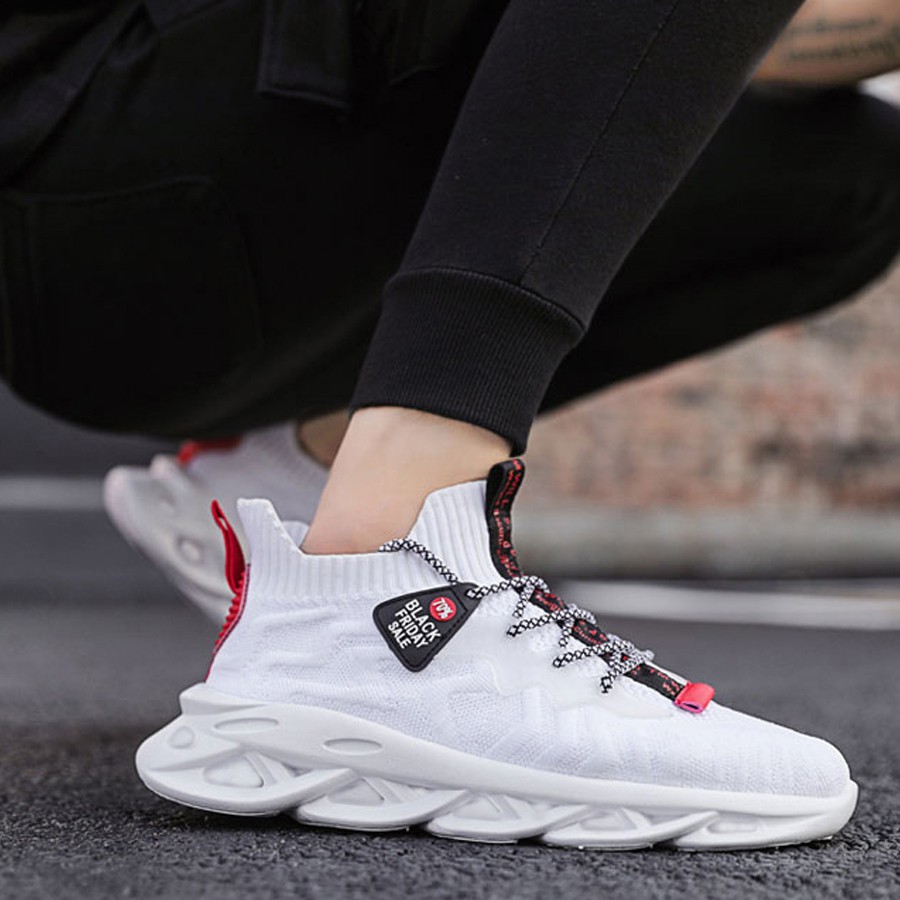 Giày thể thao nam vải dệt thoáng khí, giày thể thao đế cao su chống trượt màu trắng black friday G1 | BigBuy360 - bigbuy360.vn