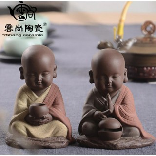 Tượng chú tiểu gốm tử sa- Tượng gốm trang trí nhà cửa - Quà tặng - Tương Phong thủy