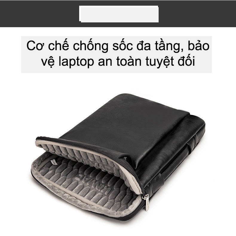 (Hàng Cao cấp - có 3 lớp lót ) Túi đựng laptop/ macbook chống sốc KINMAC, lót silicon, phủ nhung mịn chống sốc tuyệt đối