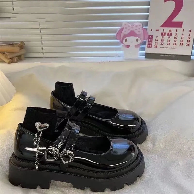 Giày lolita nữ độn đế cao,Giày da ulzzang nữ phong cách Hàn Quốc LT47