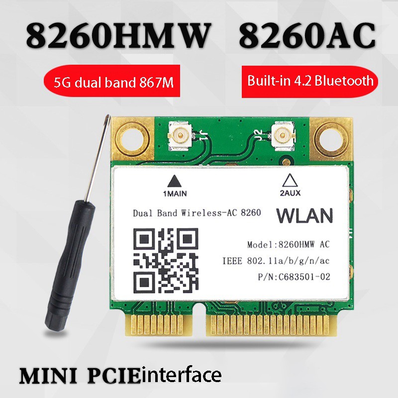 1200Mbps Network Card 8260Hmw Ac 2.4G+5G Mini Pci-E Card 4.2 Bluetooth Wifi Card 802.11Ac 867Mbps for Laptop/Computers | BigBuy360 - bigbuy360.vn