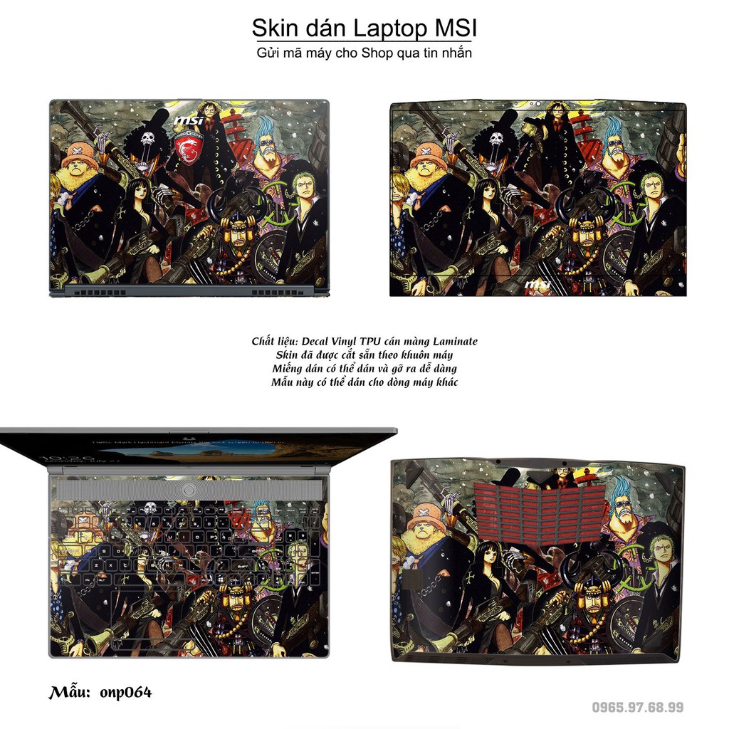 Skin dán Laptop MSI in hình One Piece _nhiều mẫu 4 (inbox mã máy cho Shop)