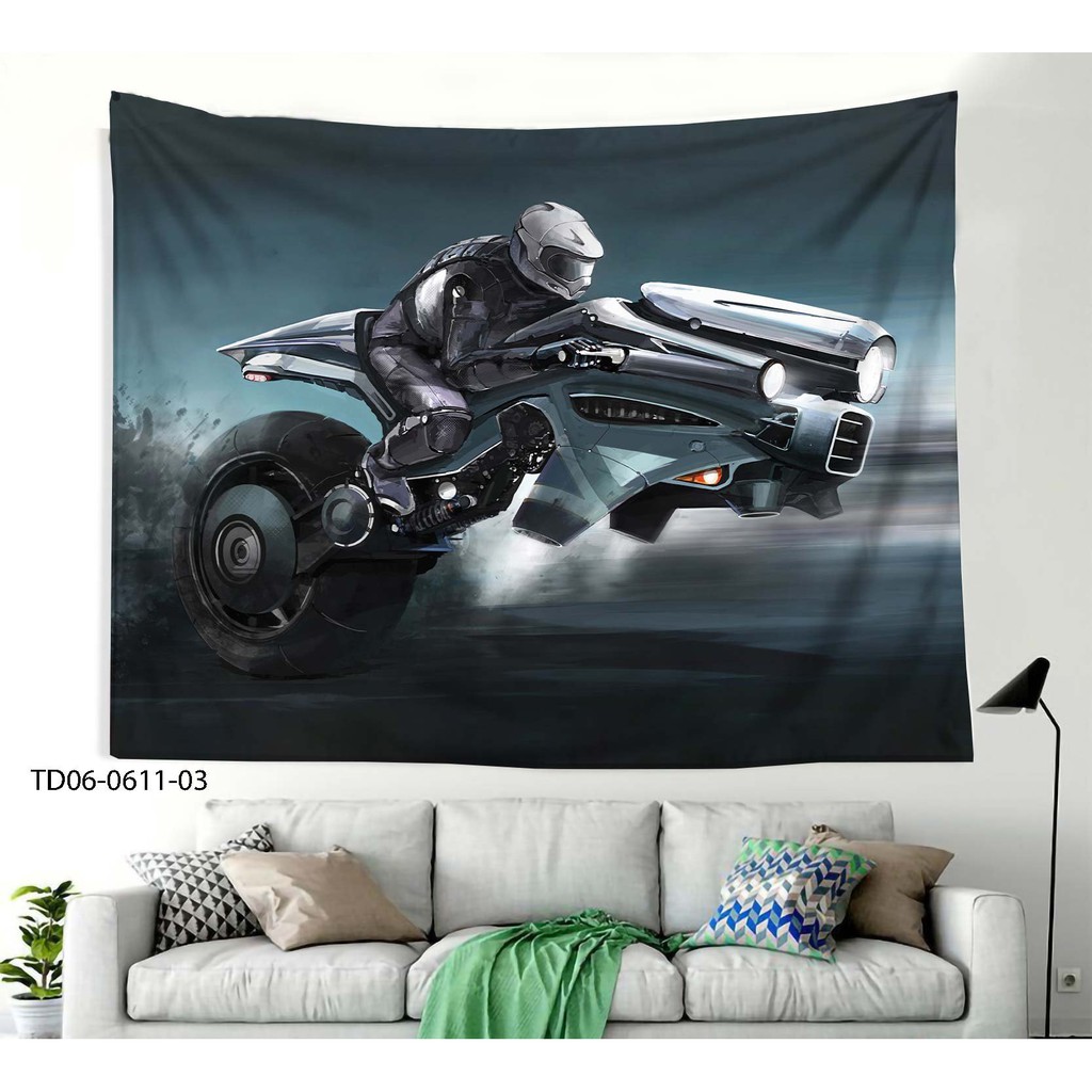 Tranh vải treo tường trang trí in 3D cho MEN,CAR, decor SPORT, (TẶNG móc treo, miếng dán 2 mặt)