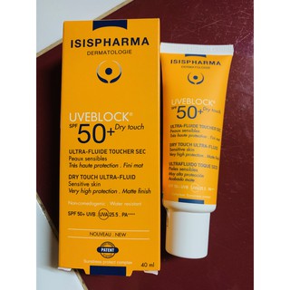Isispharma Uveblock SPF50+ Dry Touch Light Tint (40 ml): Kem chống nắng màu da sáng.