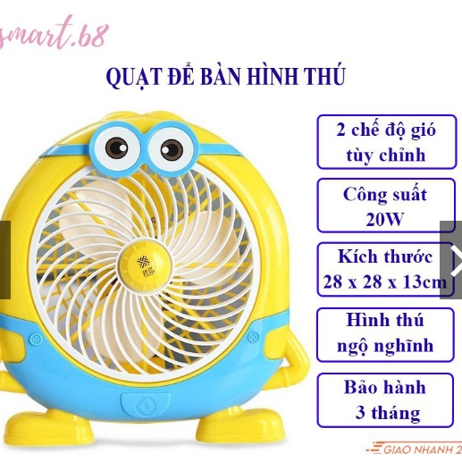 Quạt để bàn mini hình thú dễ thương, quạt điện nhỏ để bàn văn phòng, quạt để giường cho bé
