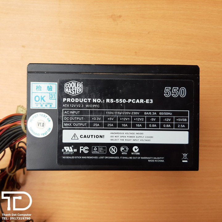 Nguồn máy tính Cooler Master 550W công suất thực - Nguồn Cooler Master RS-550-PCAR-E3