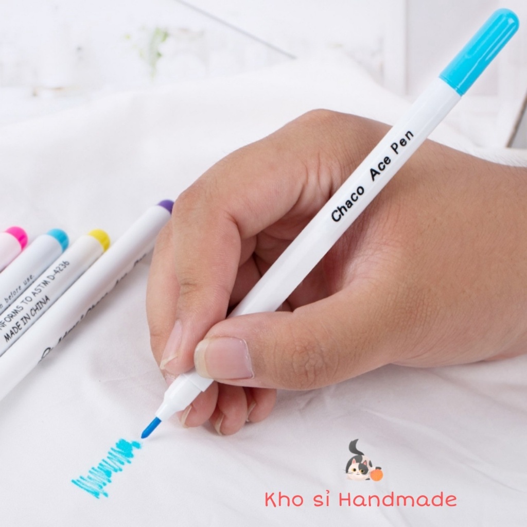 Bút viết trên vải tan ngay trong nước - Thêu, đan len xù (Màu xanh)