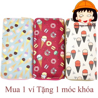[TRỢ GIÁ] Bóp Ví Dài Cầm Tay Nữ Họa Tiết Hoạt Hình Bánh Kẹo Link 2 !