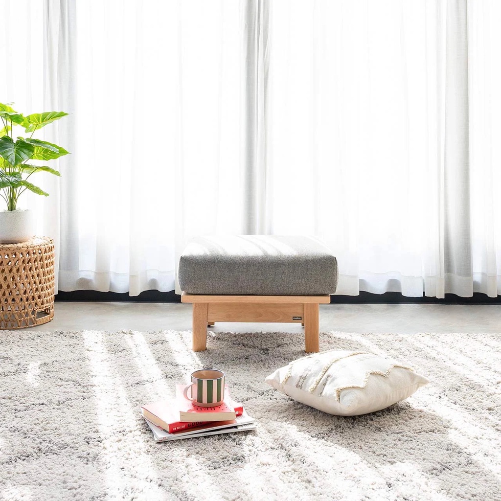 Ghế Đôn Sofa Gỗ Cao Su Tự Nhiên MOHO VLINE 601 Màu Xám Đậm