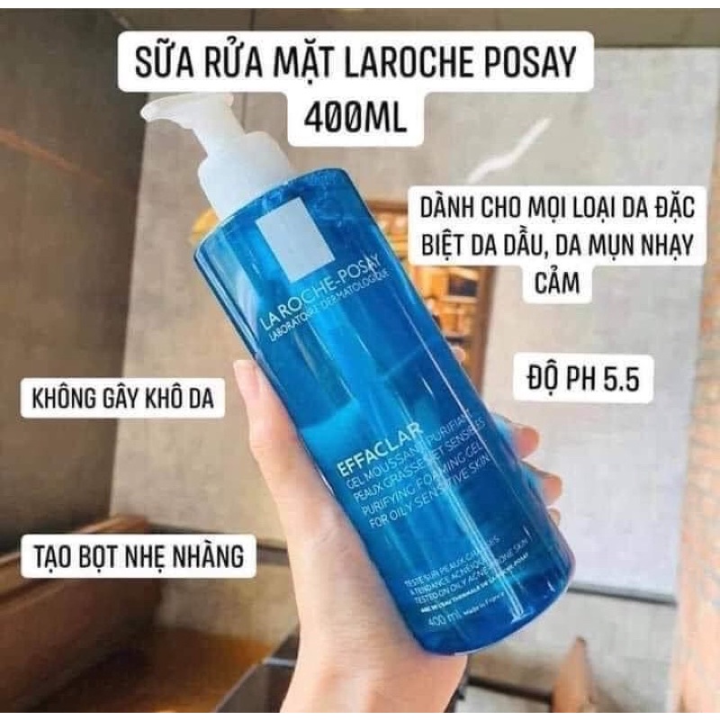 Sữa Rửa Mặt Dành Cho Da Dầu Mụn La Roche-Posay Effaclar Purifying Foaming Gel Cleanser 400ml