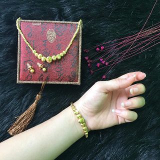 Bộ trang sức bi đồng non mạ