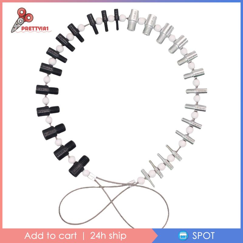 [Prettyia1] Bộ Dụng Cụ Đo Kích Thước Ren 14 inch &amp; 12 Thước Đo Cho inch Và Đai Ốc Metric