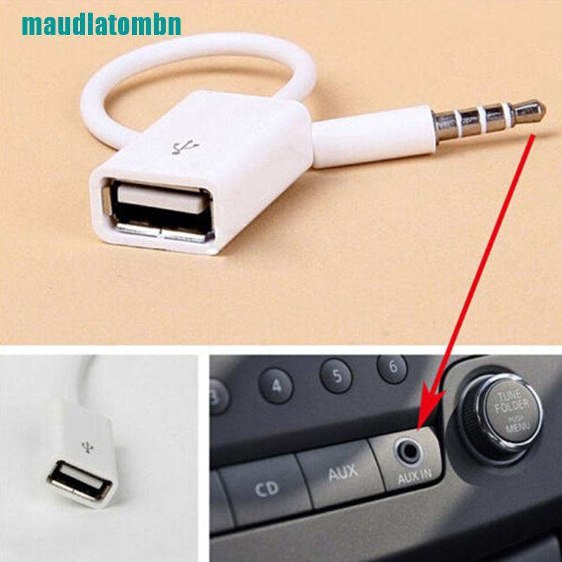 Giắc cắm âm thanh 3.5mm đầu cắm AUX sang lỗ cắm USB 2.0 cho máy nghe nhạc MP3 trên xe hơi
