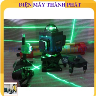 Máy cân mực laze makita 12 tia xanh 3D bắn cốt tia laser cân bằng nét chuẩn có sạc, điều khiển, chân đế máy và hộp nhựa