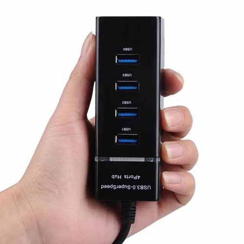 Thiết bị chia 4 cổng tốc độ truyền tải cao USB3.0 HUB sạc pin nhanh đen