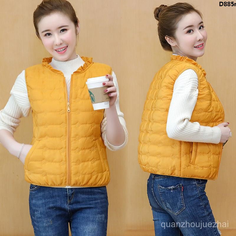 Áo khoác phao sát nách vải cotton mỏng thời trang mùa đông cho nữ