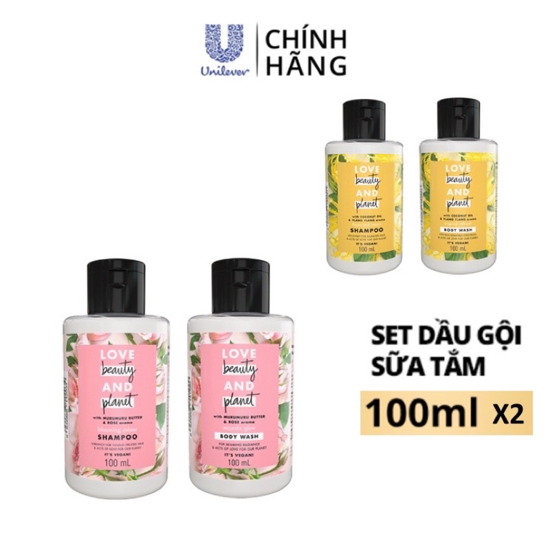 Set Dầu Gội và Sữa Tắm Phục Hồi Love Beauty and Planet Body Wash & Shampoo 100ml x 2