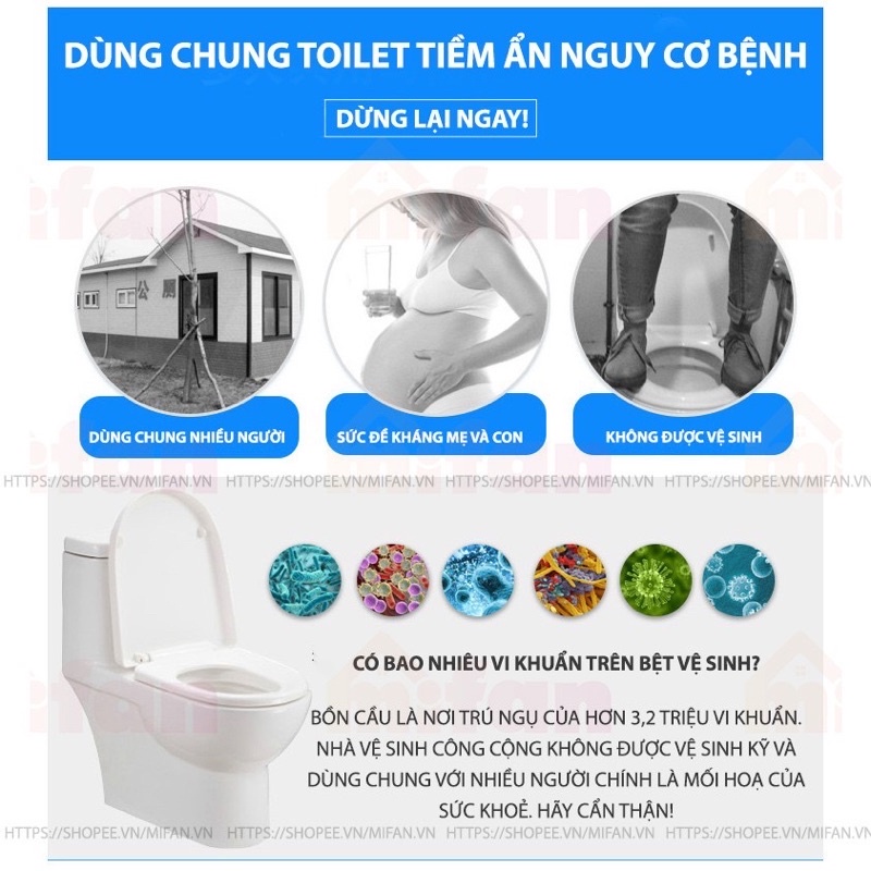 Miếng Lót Bệt Vệ Sinh Tự Phân Huỷ - Túi 50 chiếc - Nhỏ Gọn, Tiện Lợi, Vô Trùng, Sạch Sẽ, Không Thấm Nước