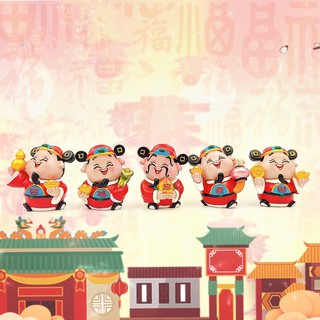 Bộ tượng Thần tài áo đỏ vui vẻ dễ thương phong thủy phát tài