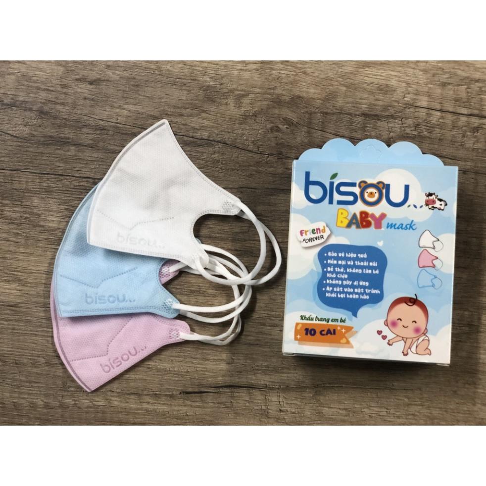 Khẩu trang y tế kháng khuẩn bisou BABY MÀU TRẮNG (1 HỘP 10 PCS)