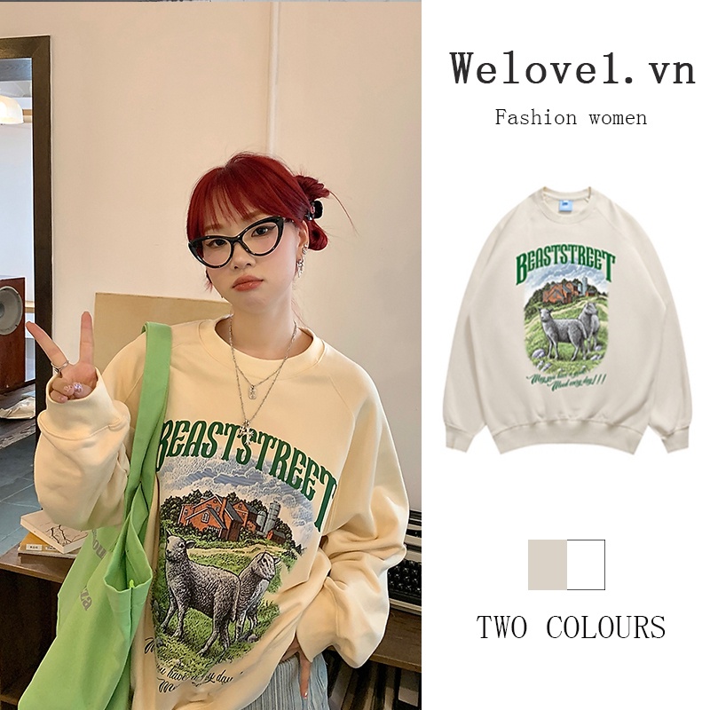 Áo Nỉ Nữ Dài Tay Cổ Tròn Thời Trang Hàn