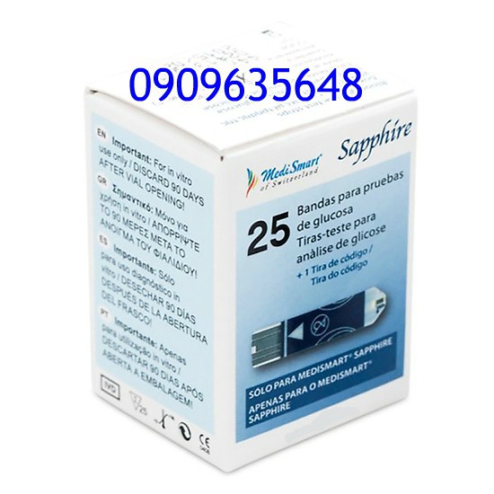 Que thử đường huyết Medismart Sapphire 25