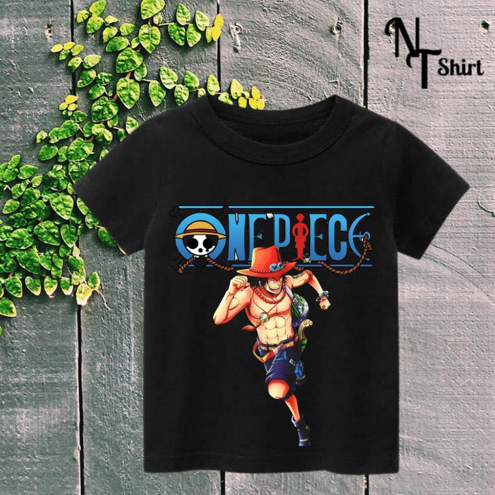 Áo phông bé trai và bé gái, Áo thun trẻ em in hình One Piece Luffy, Áo cotton xuất xịn mặc mát mịn hình in chất lượng 14