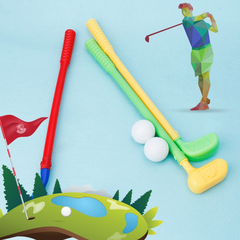 WMMB Sturdy Mini Golf Sports Game 3 Clubs+3 Ball Golf Club Toys Outdoor Toy Kids