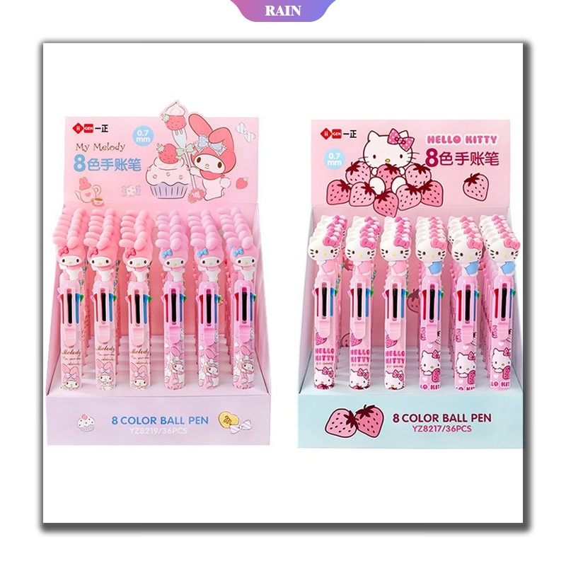 SANRIO 1 Bút Bi 8 Màu Họa Tiết Hoạt Hình Hello Kitty Xinh Xắn 0.7mm