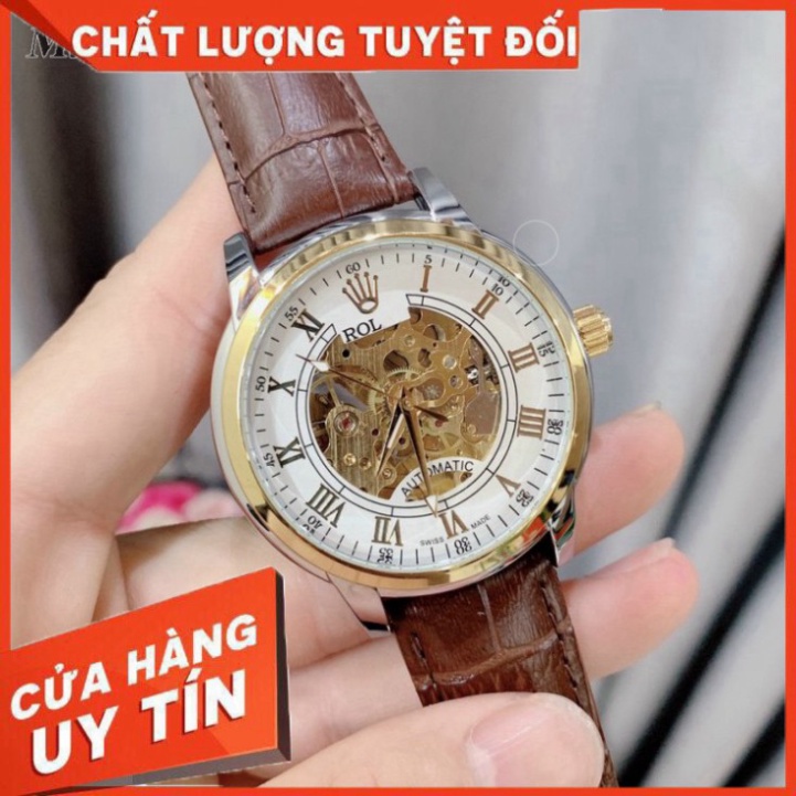 Đồng Hồ Nam Rolex Dây Da, Máy Cơ 40 mm Cao Cấp