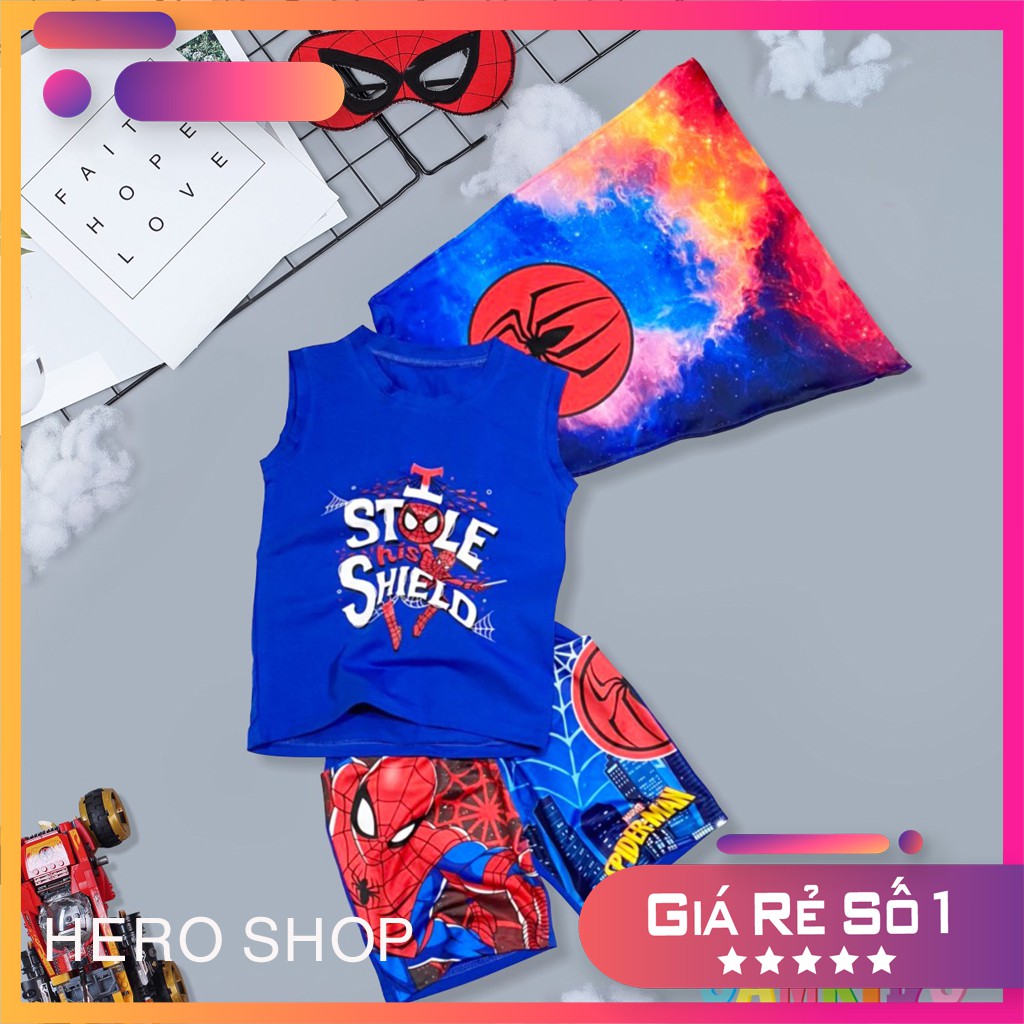 Bộ Siêu Nhân - Super man Sát Nách , Cotton 100% Co Giãn 4 Chiều, Thấm Mồ Hôi Cực Tốt (Tặng Áo Choàng và Mặt Nạ)